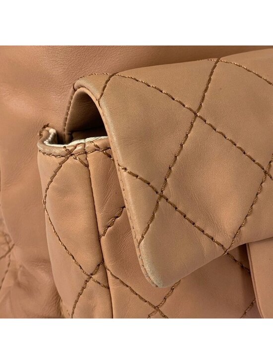 Chanel Backpack CC Logo Quilted Wild Stitch Leather Beige main image 4